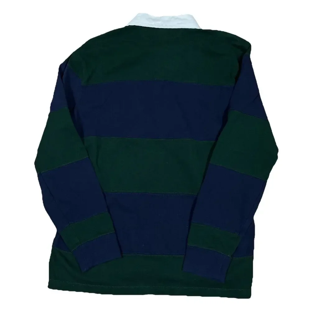 Iconic Rugby Shirt Polo Ralph Lauren Men's Medium Classic Fit Green Blue Stripes